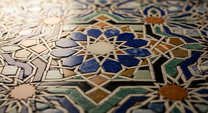 Colorful mosaic tile pattern close up
