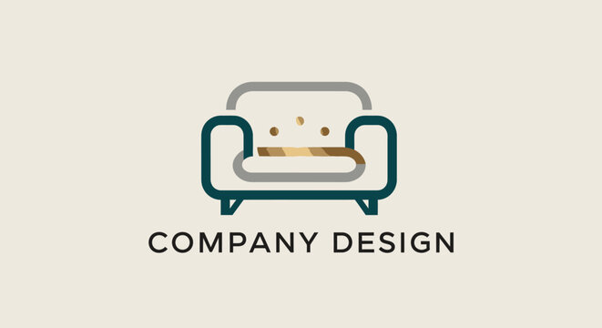 Company design logo with sofa icon.