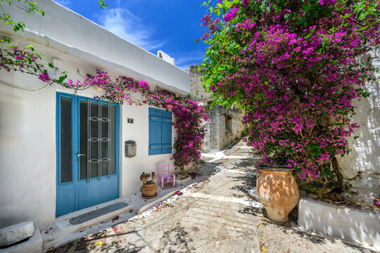 Beautiful and colorful Greece old street