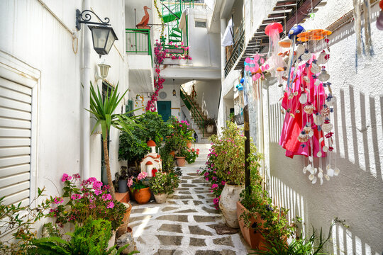 Beautiful and colorful Greece old street