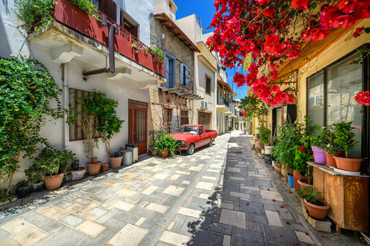 Beautiful and colorful Greece old street