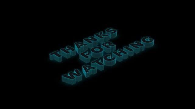 Animated typographic isometric Concept Thanks for watching display for ending video 