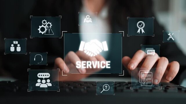 Customer service and support workflow with cooperation, communication, maintenance, and checklist icons for efficient service operation and user satisfaction Marrow