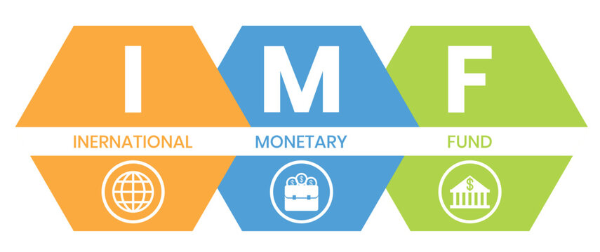 IMF - International Monetary Fund acronym. business concept background. vector illustration concept with keywords and icons. lettering illustration with icons for web banner, flyer, landing page