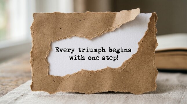 Every triumph begins with one step! Motivational message