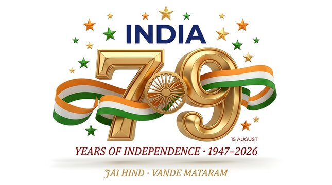 79 years of independence india 15 august 19472026 celebration isolated on white background