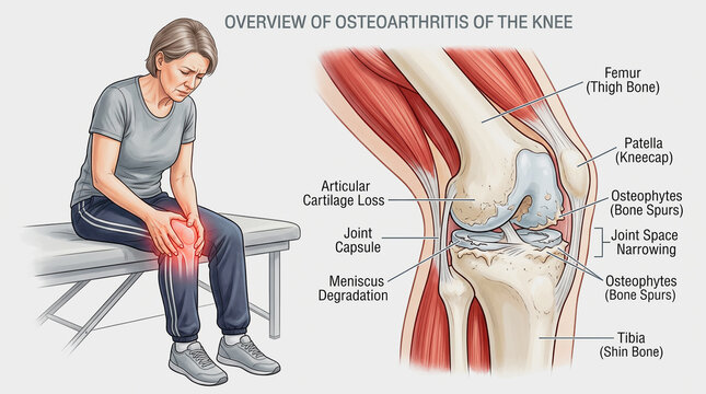 Overview of osteoarthritis of the knee anatomy with osteoarthritis, arthritis