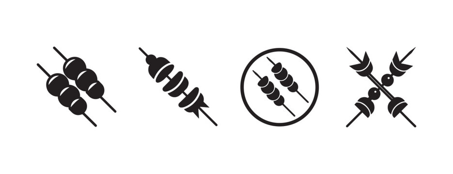 meatball skewers on white background  various food icons  meatballs on sticks
