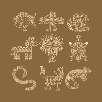 Aztec Ancient Animal Object Illustration
