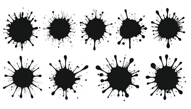 Ink Blots on White Background.