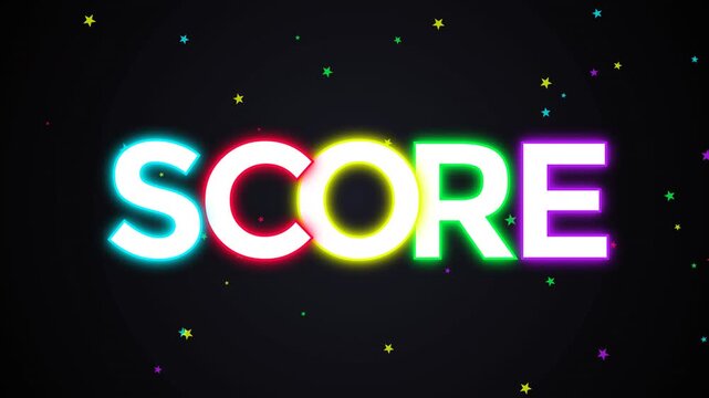 Animated typographic Score neon sign in black background.