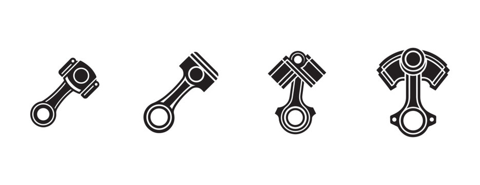  piston rod and piston assembly icons in different positions on white background