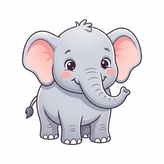 Obraz premium Cute Baby Elephant Clipart Illustration Isolated on White Background