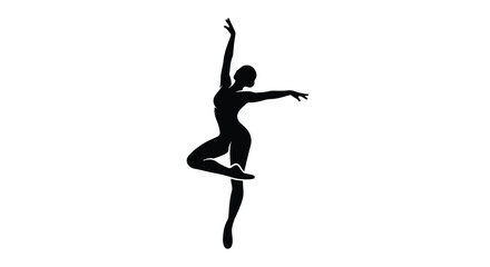 Graceful ballerina silhouette vector, elegant female dancer performing ballet pose, black artistic woman figure isolated on white background © Muhammad