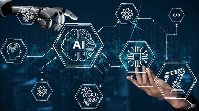 Futuristic Concept of Human-AI Interaction with Robotics and Artificial Intelligence Symbols Representing Technology and Innovation. Entropy.