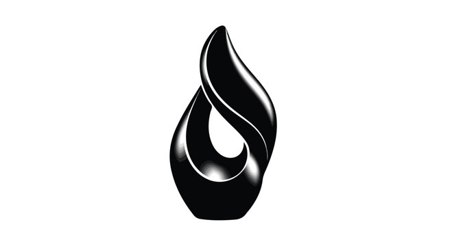 Abstract flame logo vector, black fluid organic shape icon, modern minimalist fire symbol, elegant glossy teardrop sculpture for corporate branding