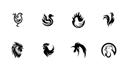 Set of rooster and chicken logo icons, vector illustration design © AchmadFadhil