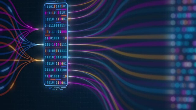 AI Infrastructure Data Flow Through Neural Network Visualization Animation