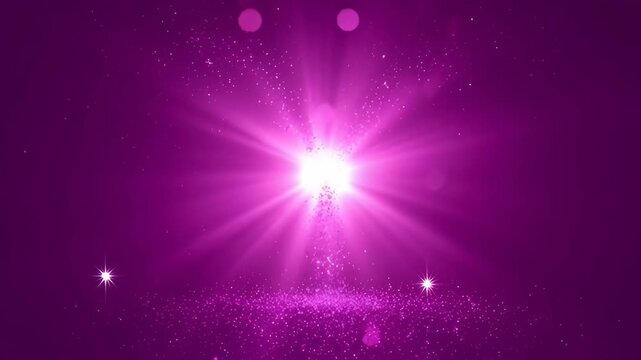Glittering purple background with bright starburst, sparkle light glow, dust particles, radiant abstract background creating vivid search friendly visual scene