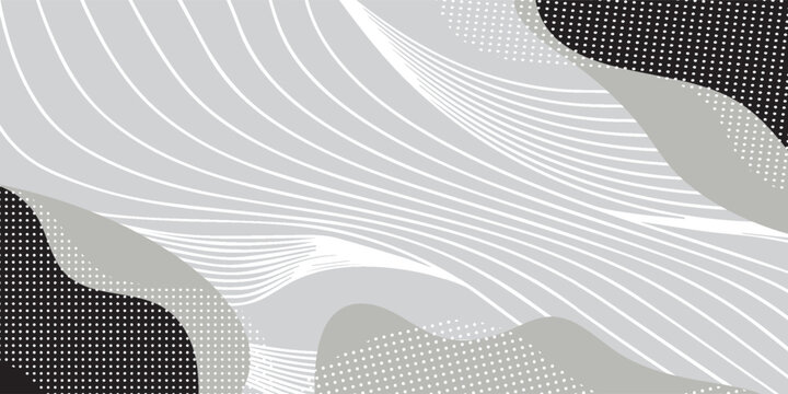 Abstract Monochrome Wave Pattern with Geometric Textures.