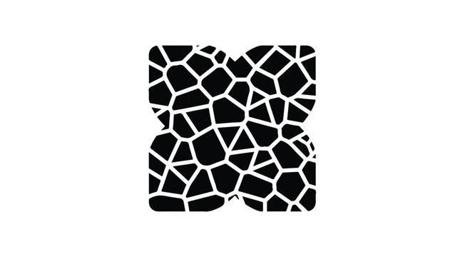 Abstract Voronoi pattern logo icon, geometric mosaic square vector, black and white organic cell structure symbol for branding