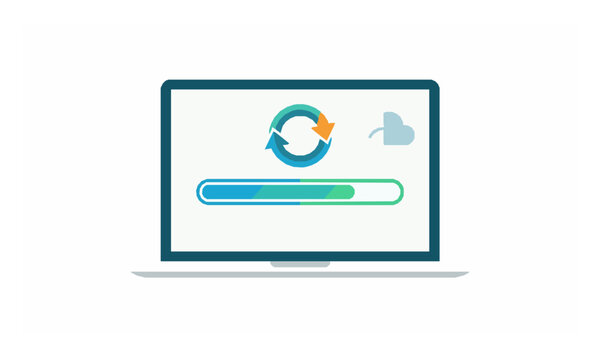System Software Update and Upgrade Loading Process Laptop Vector Illustration