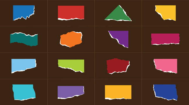 Colorful shapes on brown background.