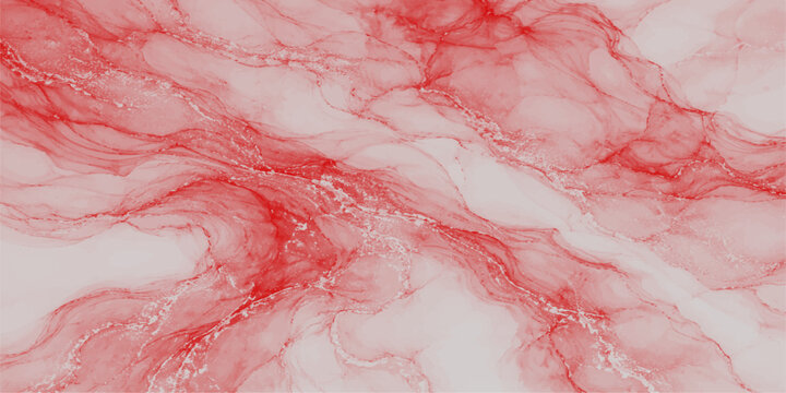 A textured abstract red background with pink paint bubbles features a grunge pattern illustration close-up, creating a vibrant material design backdrop and wallpaper decoration