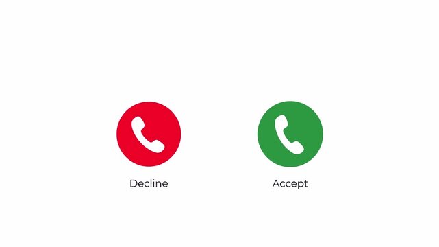 Animated Incoming call interface with accept and decline buttons on white background.