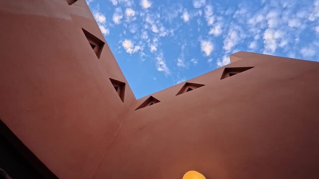 Marrakech Adobe Building with Geometric Windows