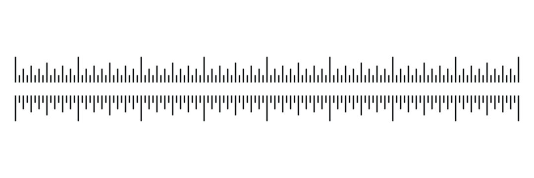 Vector ruler set with metric and imperial scales, centimeter, millimeter, and inch divisions. Precision measuring tool illustration for drafting etc.
