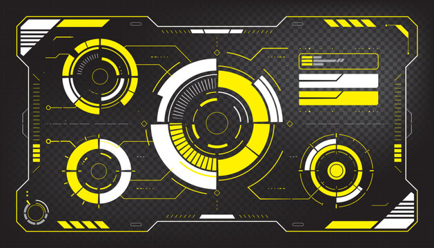Cyberpunk Sci-Fi HUD User Interface Vector Dashboard Elements