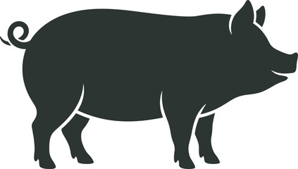 Black silhouette of a pig © BipashaSketches 