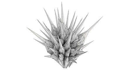 Fototapeta premium Abstract three dimensional polygonal structure with sharp spikes isolated on white