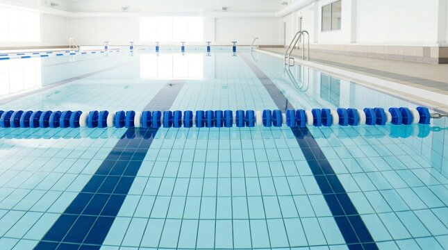 Indoor competition swimming pool with lane dividers