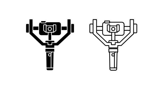 Camera on gimbal stabilizer icon for production and photography