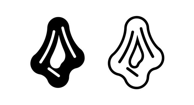 Abstract organic teardrop shape icon in solid and outline style