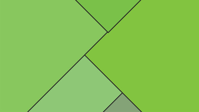 Intersecting green polygons including rectangles parallelograms and triangles forming abstract geometric layered angular modern composition