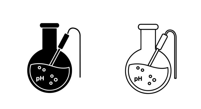 Laboratory ph testing flask icon set