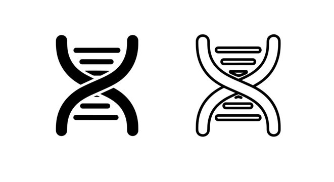 Dna helix science icon set in solid and outline style
