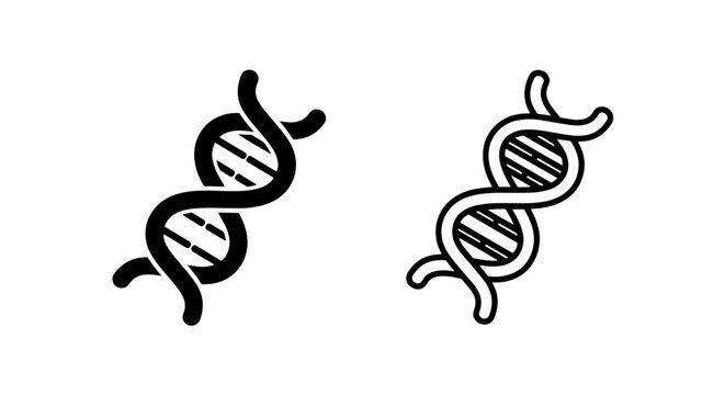 Angled DNA double helix icon set for laboratory use