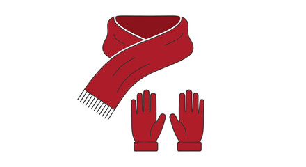 Red scarf and matching gloves set. © lasmini
