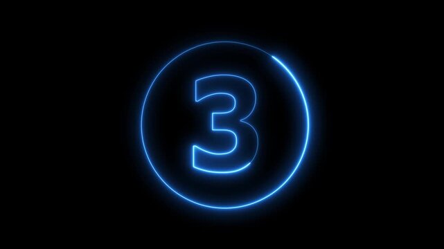 Glowing Digital Number with Futuristic Neon Technology Style