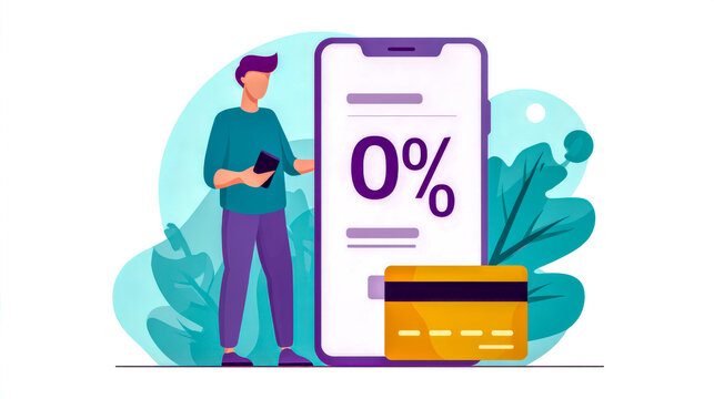Person using phone with zero percent offer