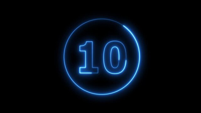 Glowing Neon Number with Futuristic Blue Light Effect on Black Background