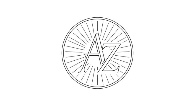 Elegant AZ monogram logo with sunburst effect in circle