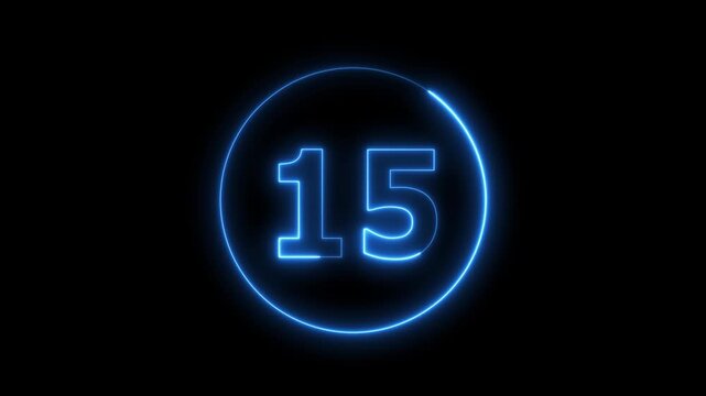 Glowing Neon Number with Futuristic Blue Light Effect on Black Background