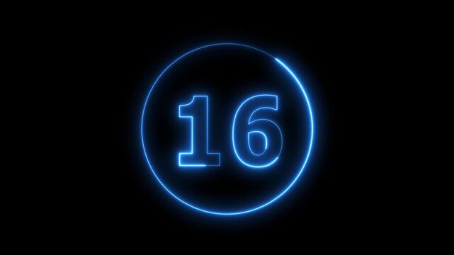 Glowing Neon Number with Futuristic Blue Light Effect on Black Background