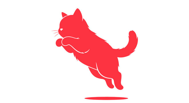 Red cat jumping in mid air.