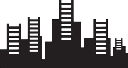 Obraz premium Modern city skyline building silhouettes icons set in solid style buildings on white background